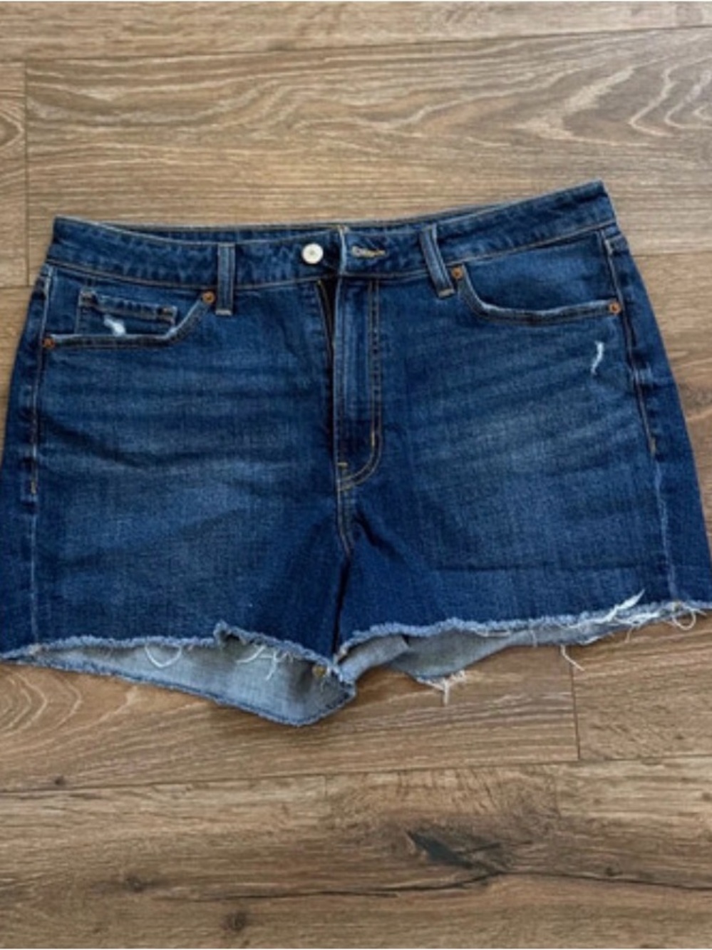 Old Navy Dark Blue Denim Cutoff Shorts with Frayed Hem